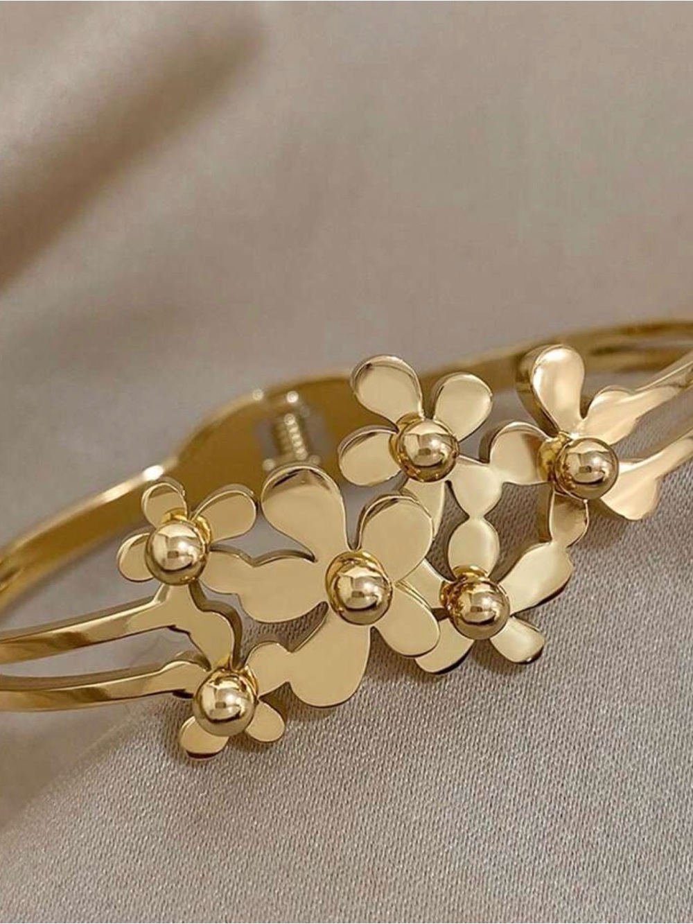 Gold Floral Cuff Bracelet - Picture 7 of 7